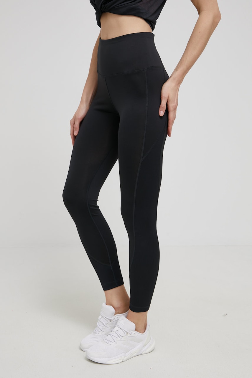 Reebok colanti femei, culoarea negru, neted