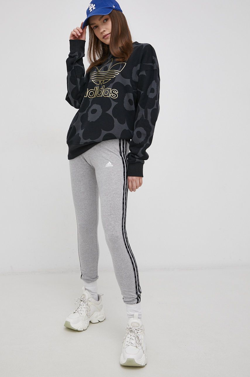 Adidas Colanți femei, culoarea gri, material neted adidas adidas
