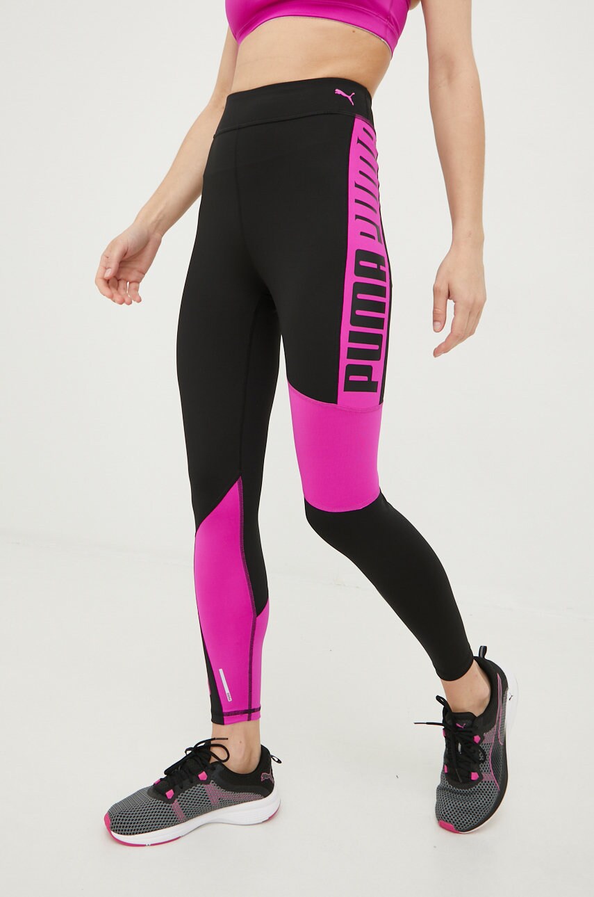 Puma leggins de antrenament favorite femei, culoarea negru, cu imprimeu