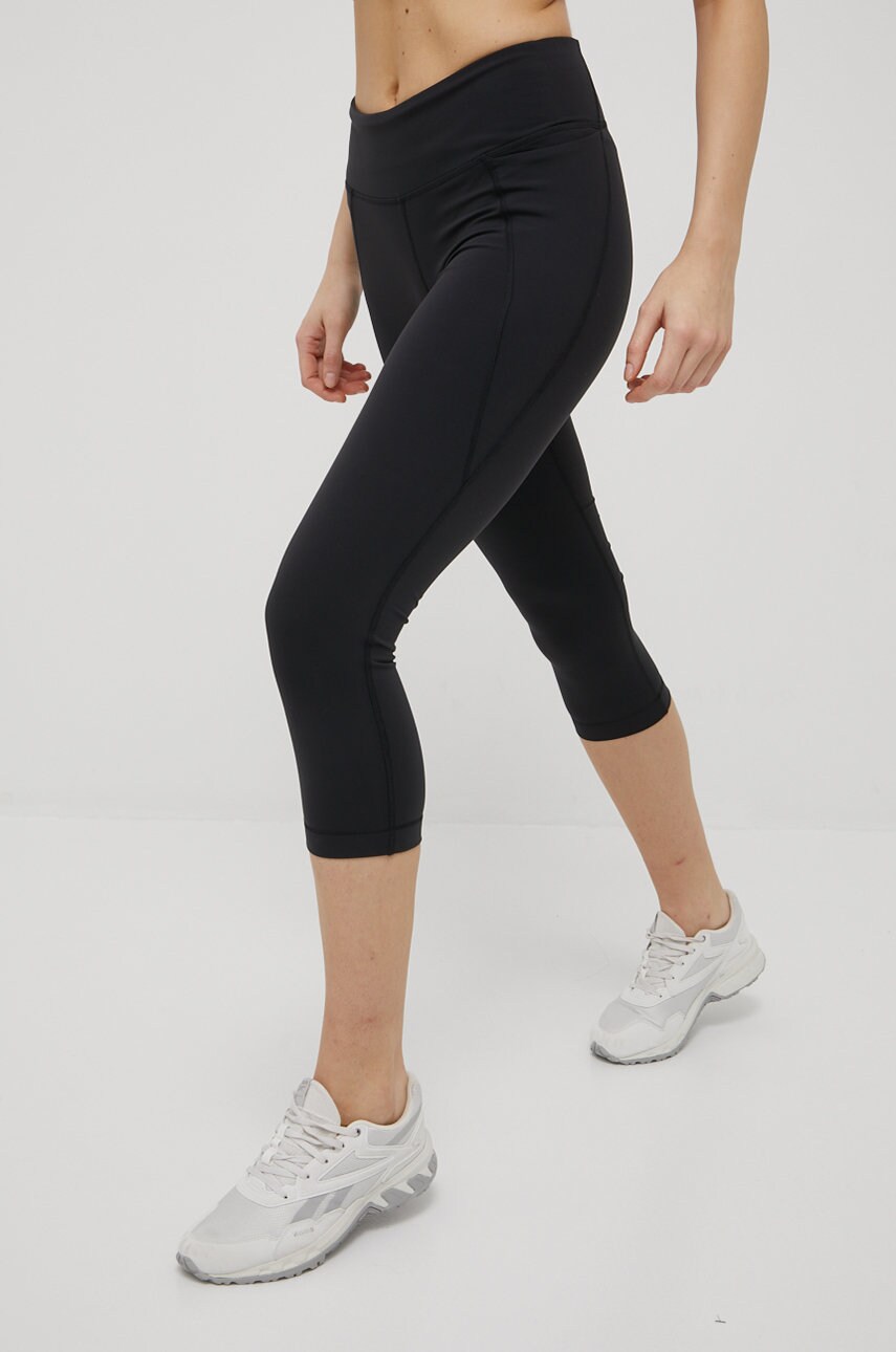 Reebok leggins de antrenament h49058 femei, culoarea negru, neted