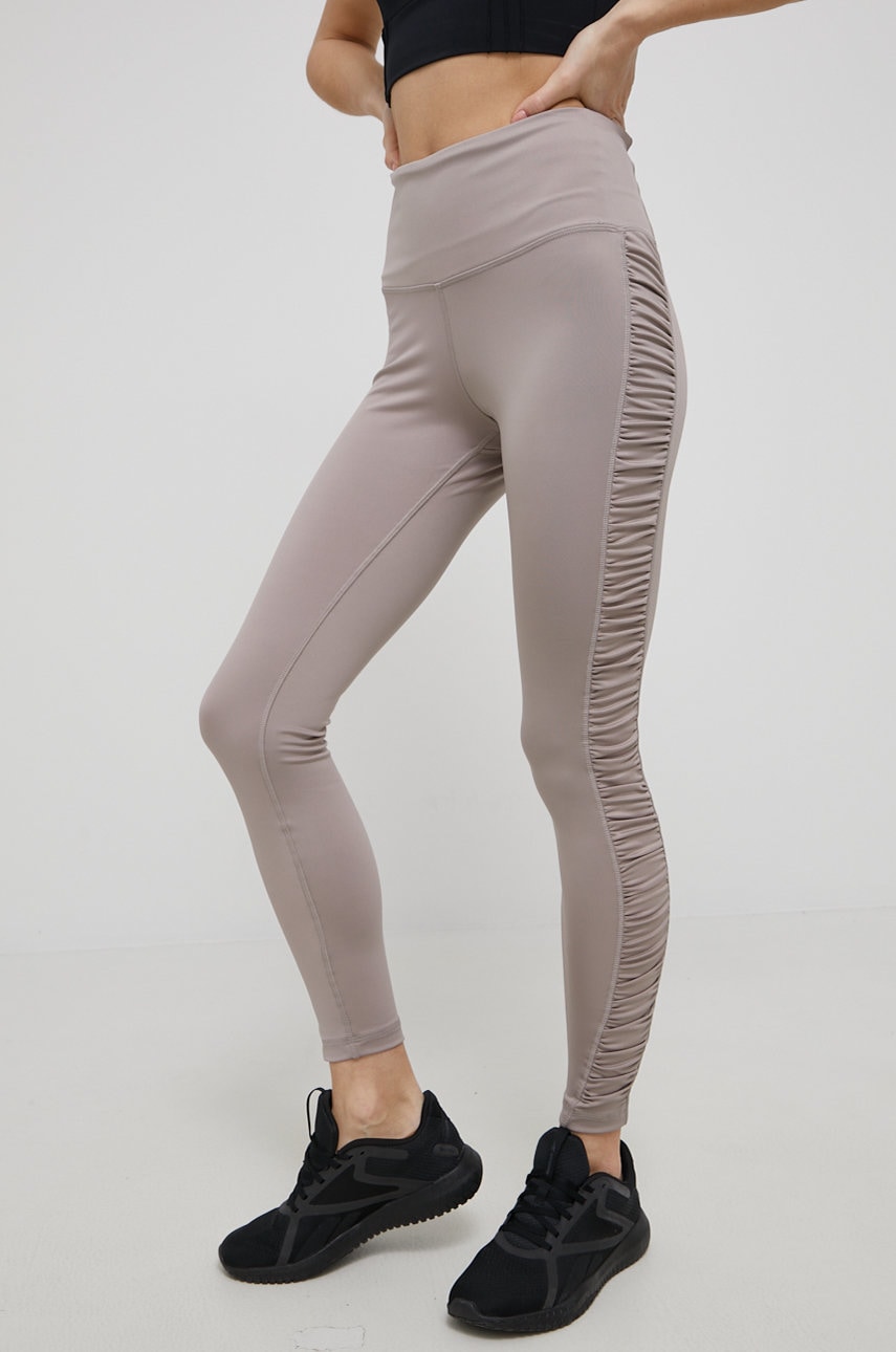 Reebok colanti femei, culoarea bej, neted