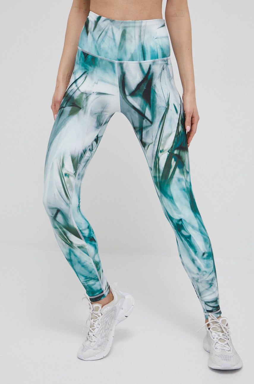 Reebok leggins de antrenament femei, culoarea verde, modelator