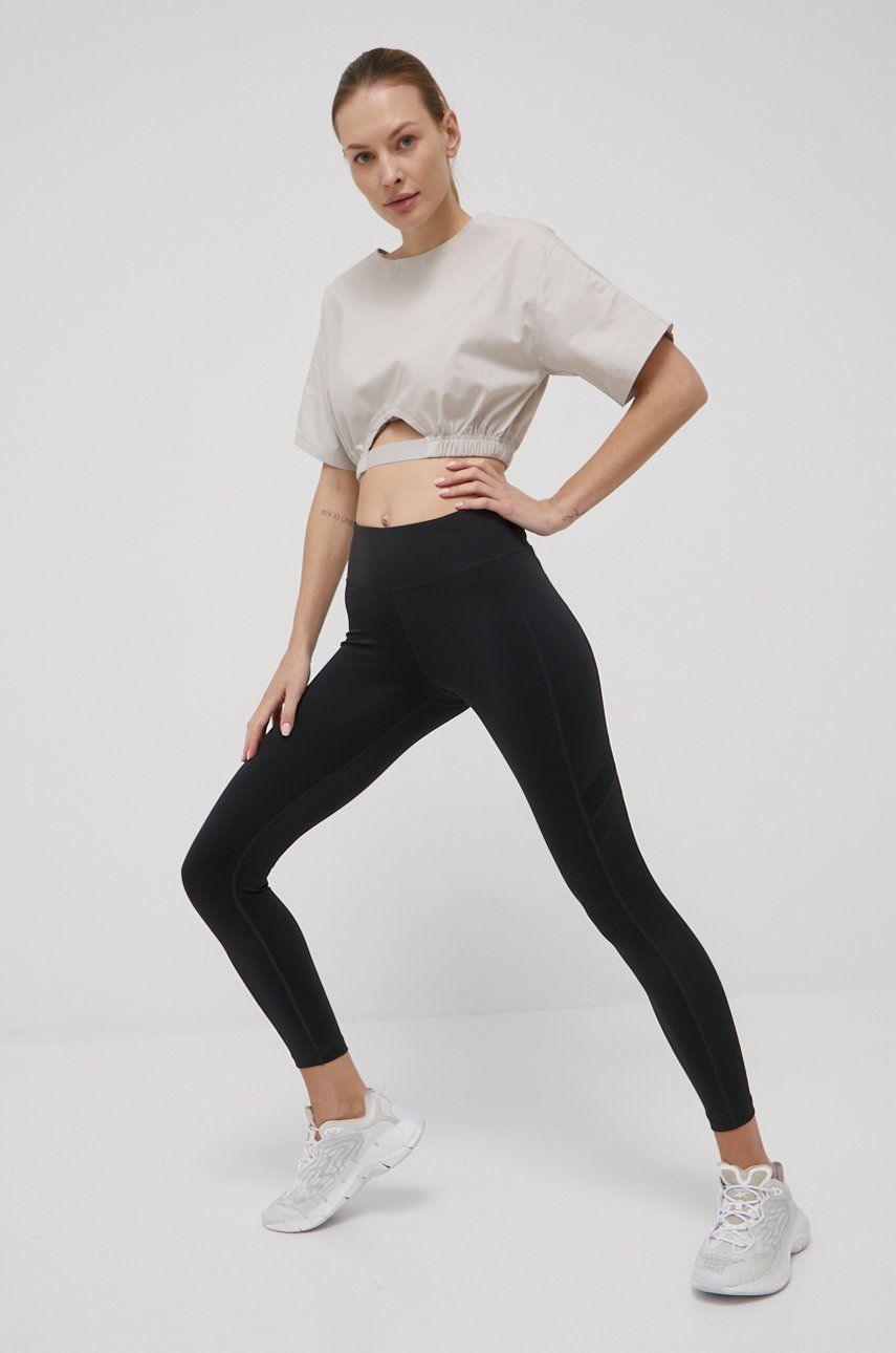 Reebok leggins de antrenament Workout Ready Mesh HA1040 femei, culoarea negru, neted answear imagine noua