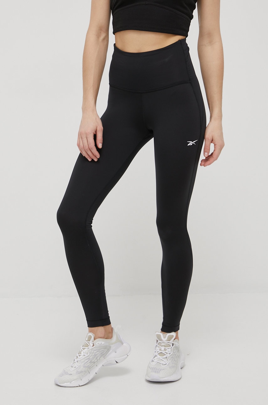 Reebok leggins de antrenament lux perform femei, culoarea negru, neted