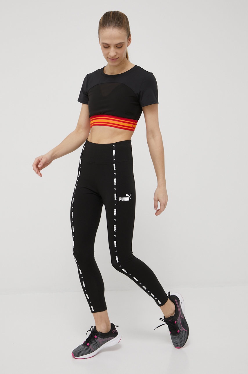 

Легінси Puma Power Tape 849102 жіночі колір чорний з аплікацією
