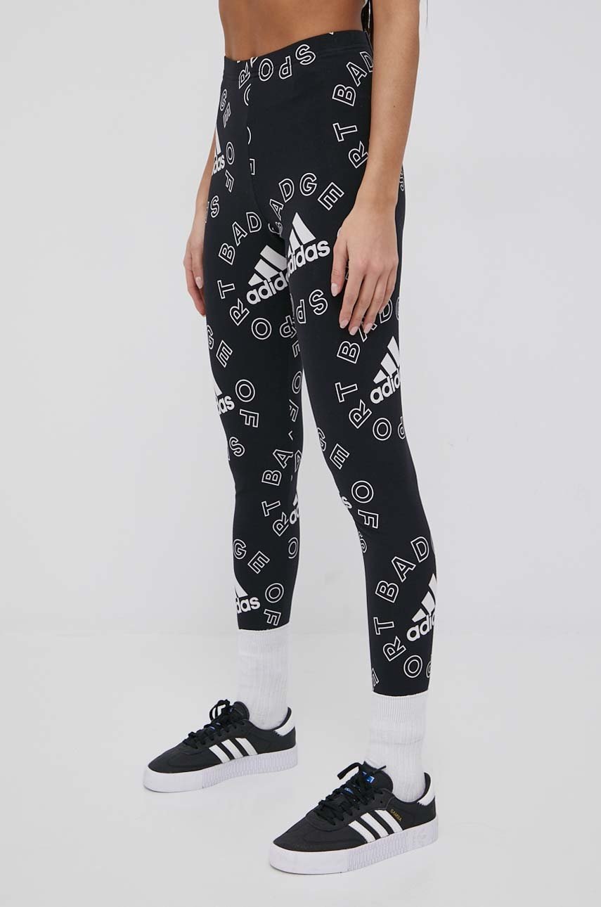 

Легінси adidas жіночі колір чорний візерунок