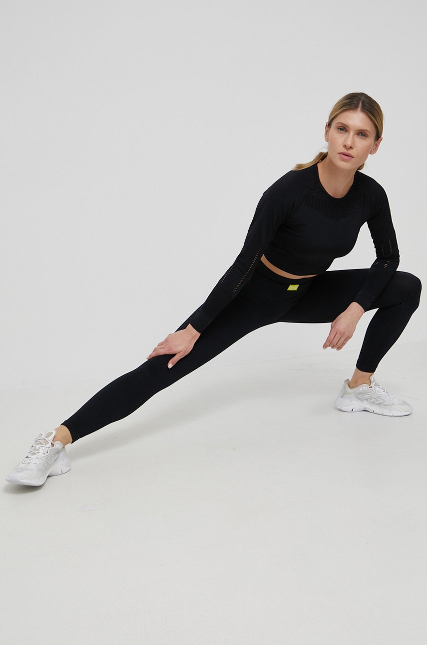 EA7 Emporio Armani Legginsy Training damskie kolor czarny gładkie