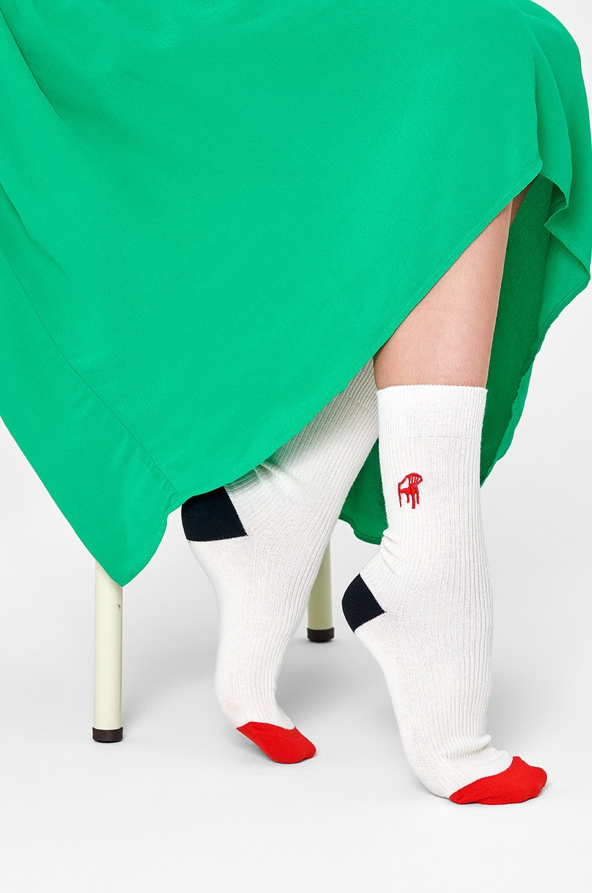 

Чорапи Happy Socks дамски в бяло, Бял