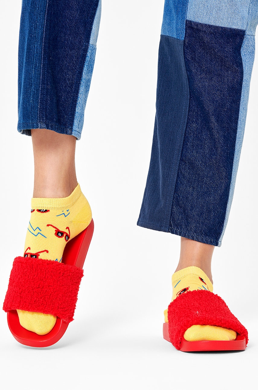 Happy Socks șosete scurte femei, culoarea galben