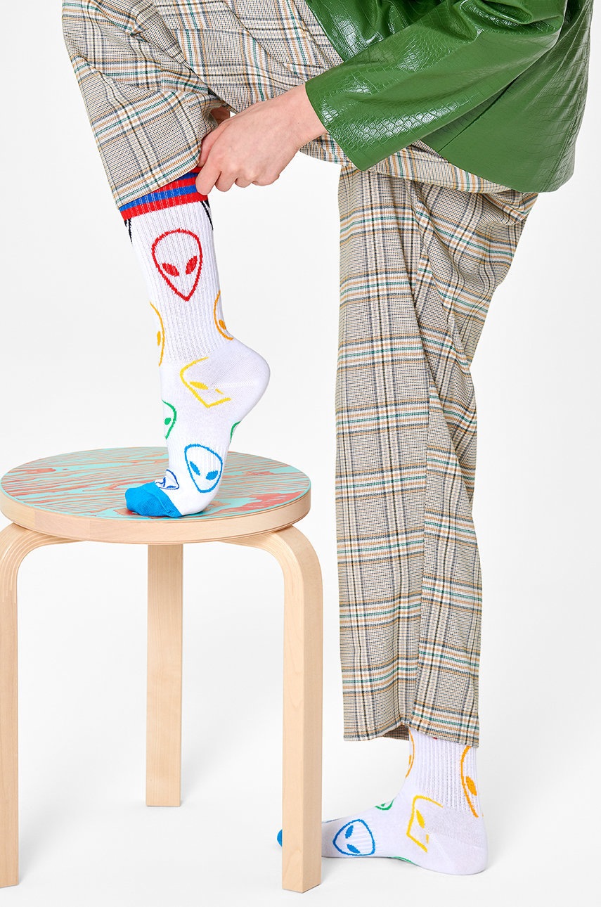 

Чорапи Happy Socks дамски в бяло, Бял