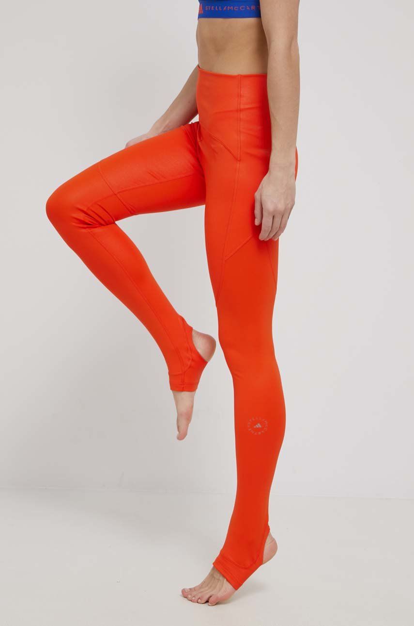 adidas by Stella McCartney leggins de antrenament HB6056 femei, culoarea portocaliu, neted