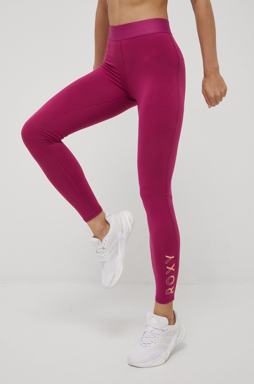 Roxy leggins de antrenament femei culoarea roz cu imprimeu