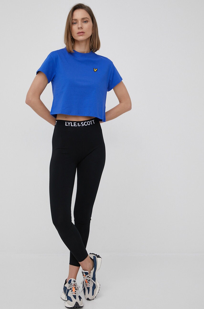 Lyle & scott colanti femei, culoarea negru, neted