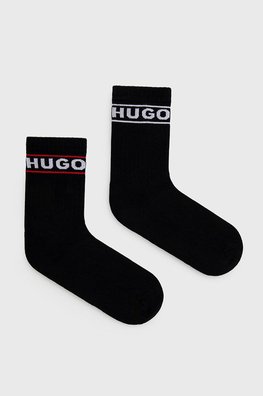 Ponožky HUGO dámské, černá barva - černá -  74% Bavlna