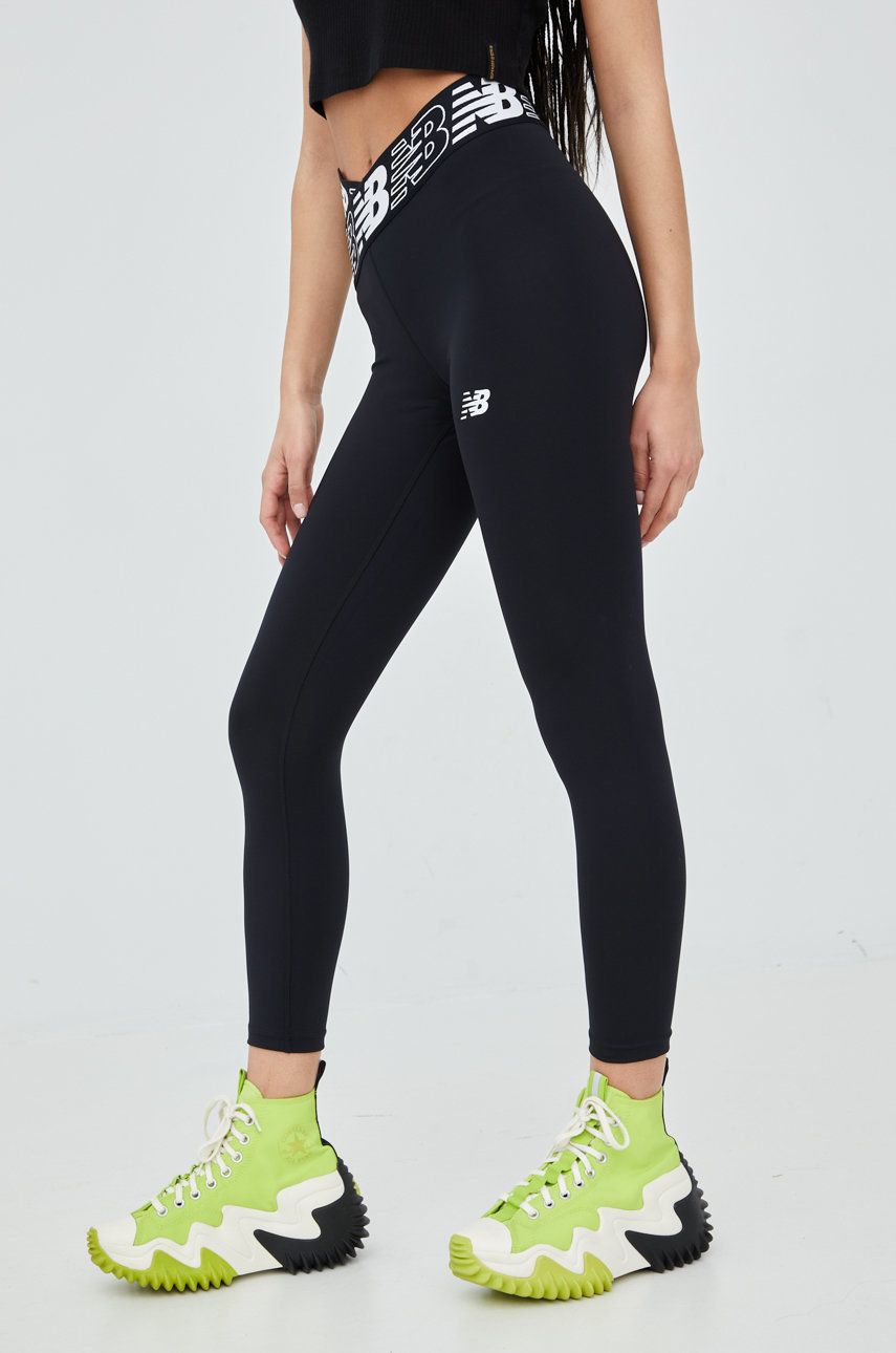 New Balance leggins de antrenament Relentless Crossover WP21177BK femei, culoarea negru, cu imprimeu answear imagine noua