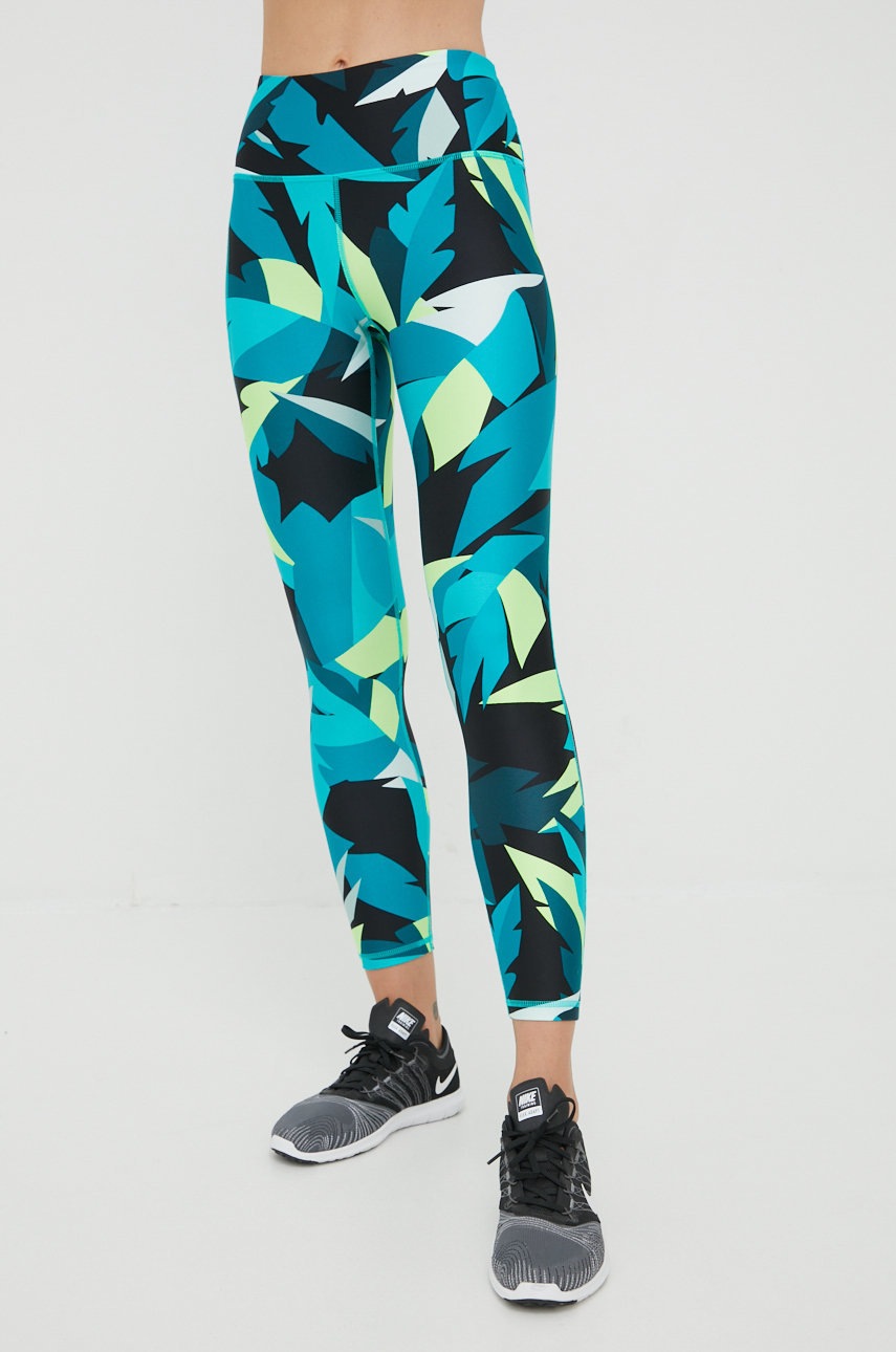 

Тренировочные леггинсы Under Armour 1365338.369 женские цвет зелёный с узором