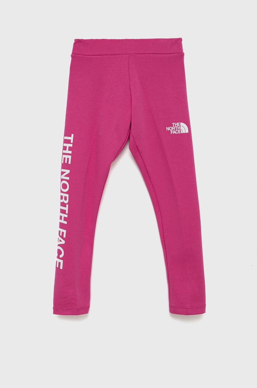 The North Face leggins copii culoarea roz, cu imprimeu