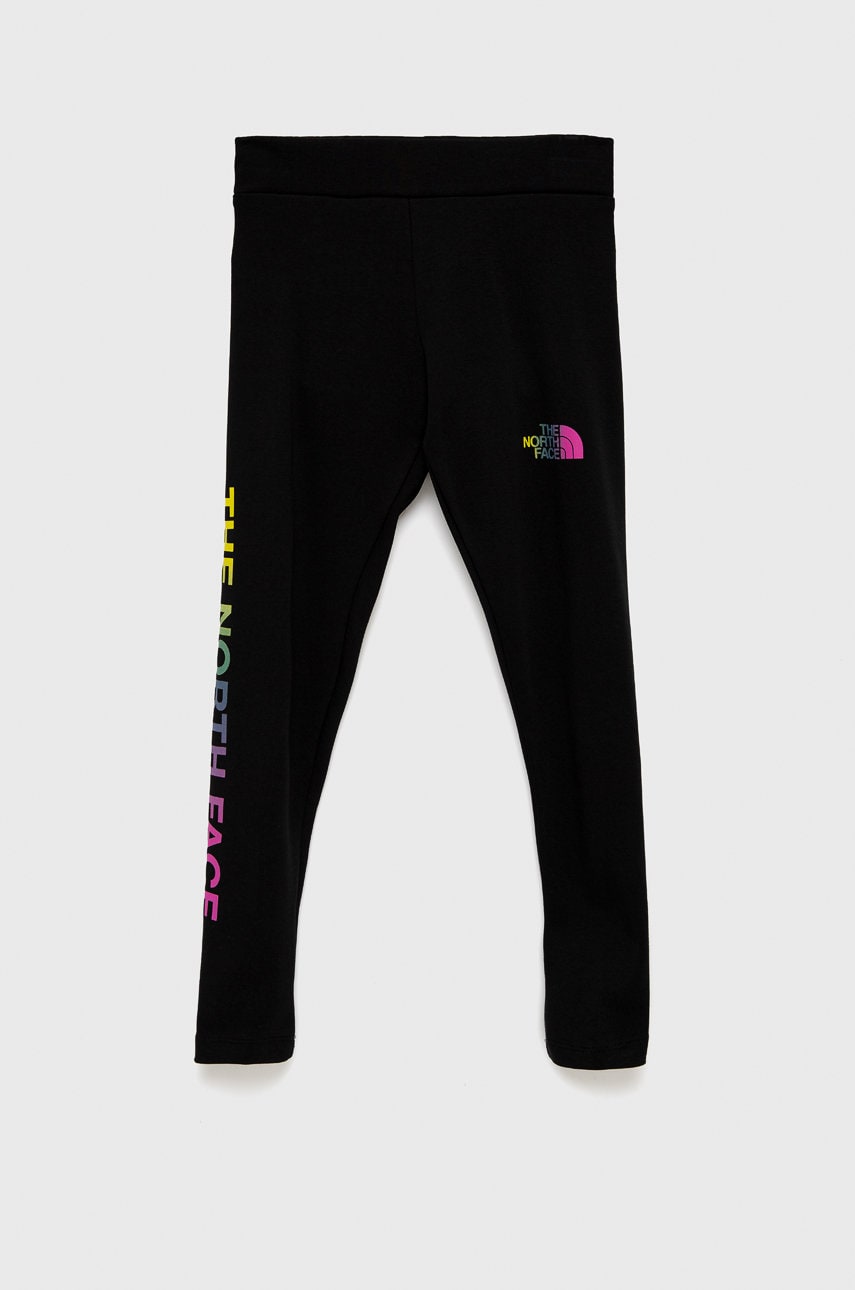 The North Face leggins copii culoarea negru, cu imprimeu