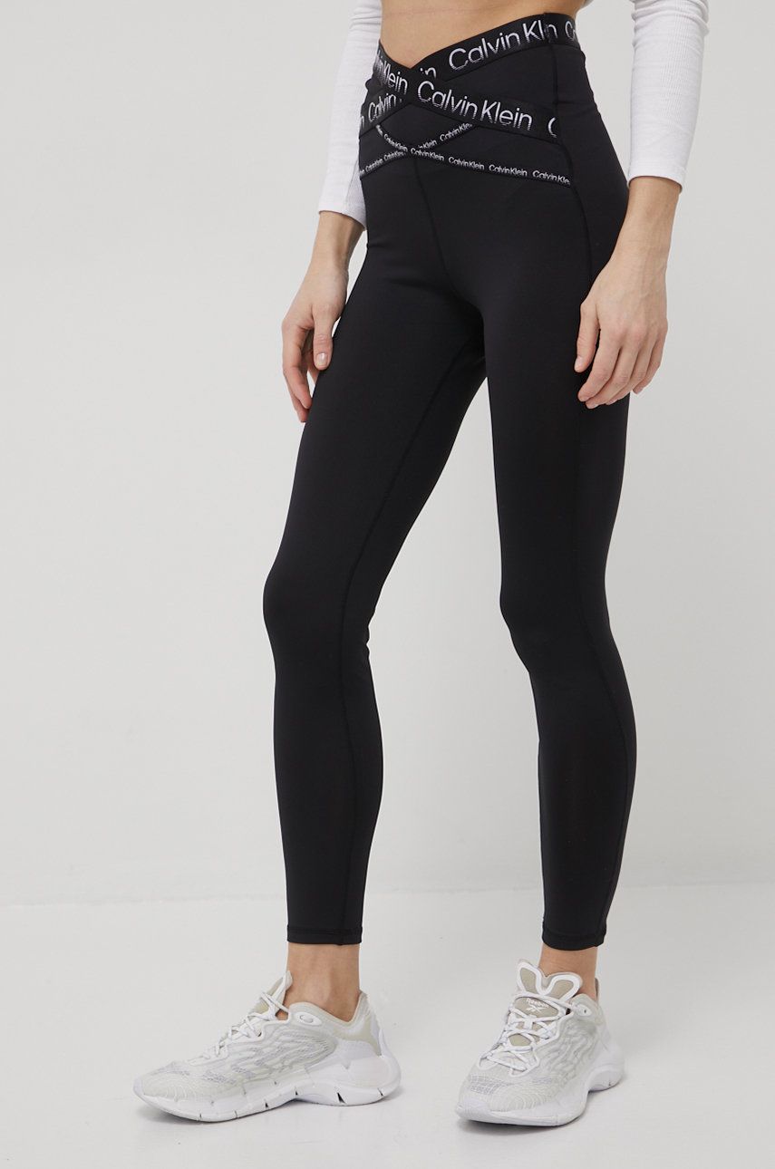 Calvin Klein Performance legginsy treningowe Active Icon damskie kolor czarny z aplikacją