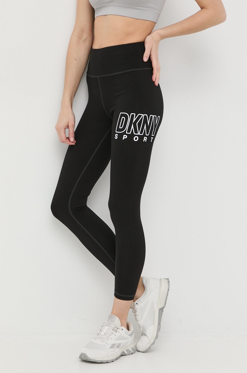 Dkny colanti femei, culoarea negru, cu imprimeu