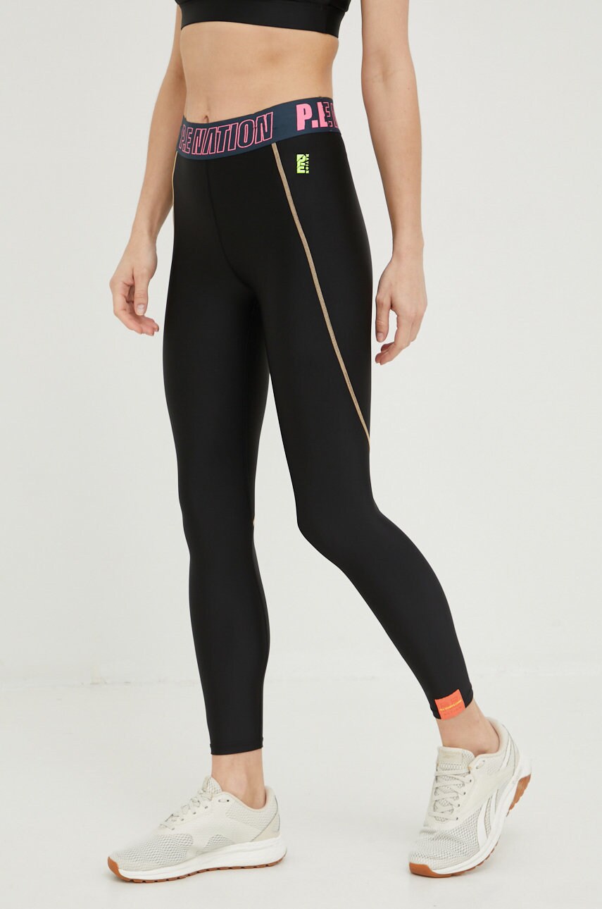 P.e nation leggins de antrenament in play femei, culoarea negru, cu imprimeu