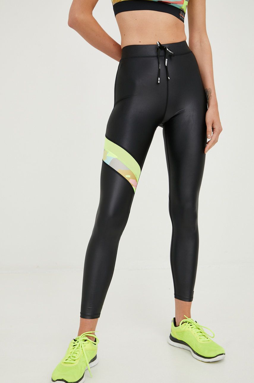 P.E Nation leggins de antrenament Longitude femei, culoarea negru, cu imprimeu