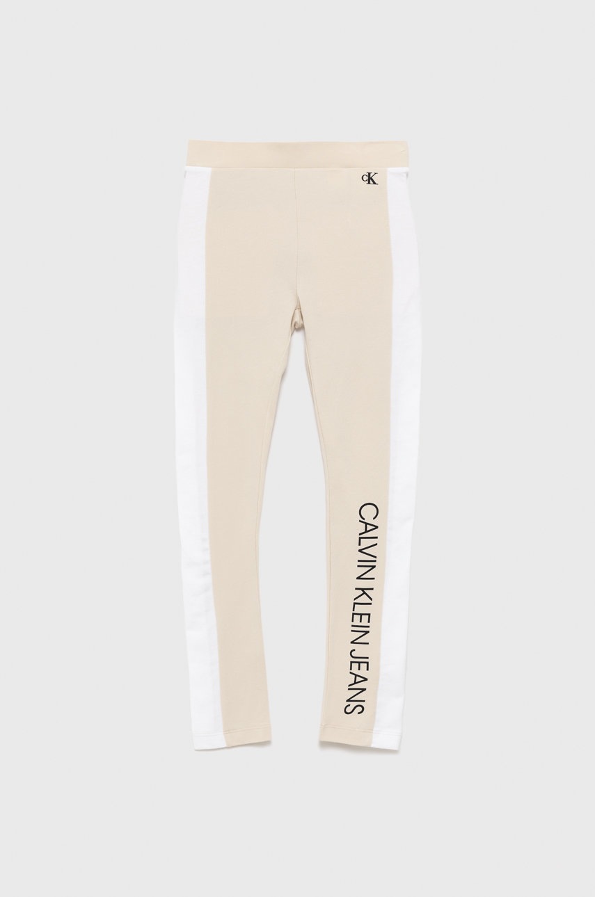 detske-leginy-calvin-klein-jeans-bezova-barva-s-potiskem