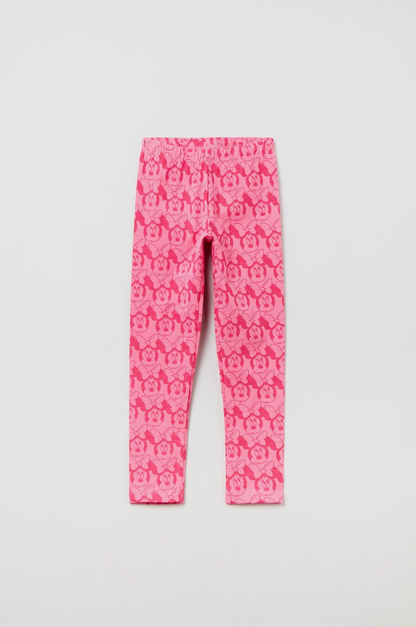 OVS legginsy dziecięce x Disney kolor różowy wzorzyste