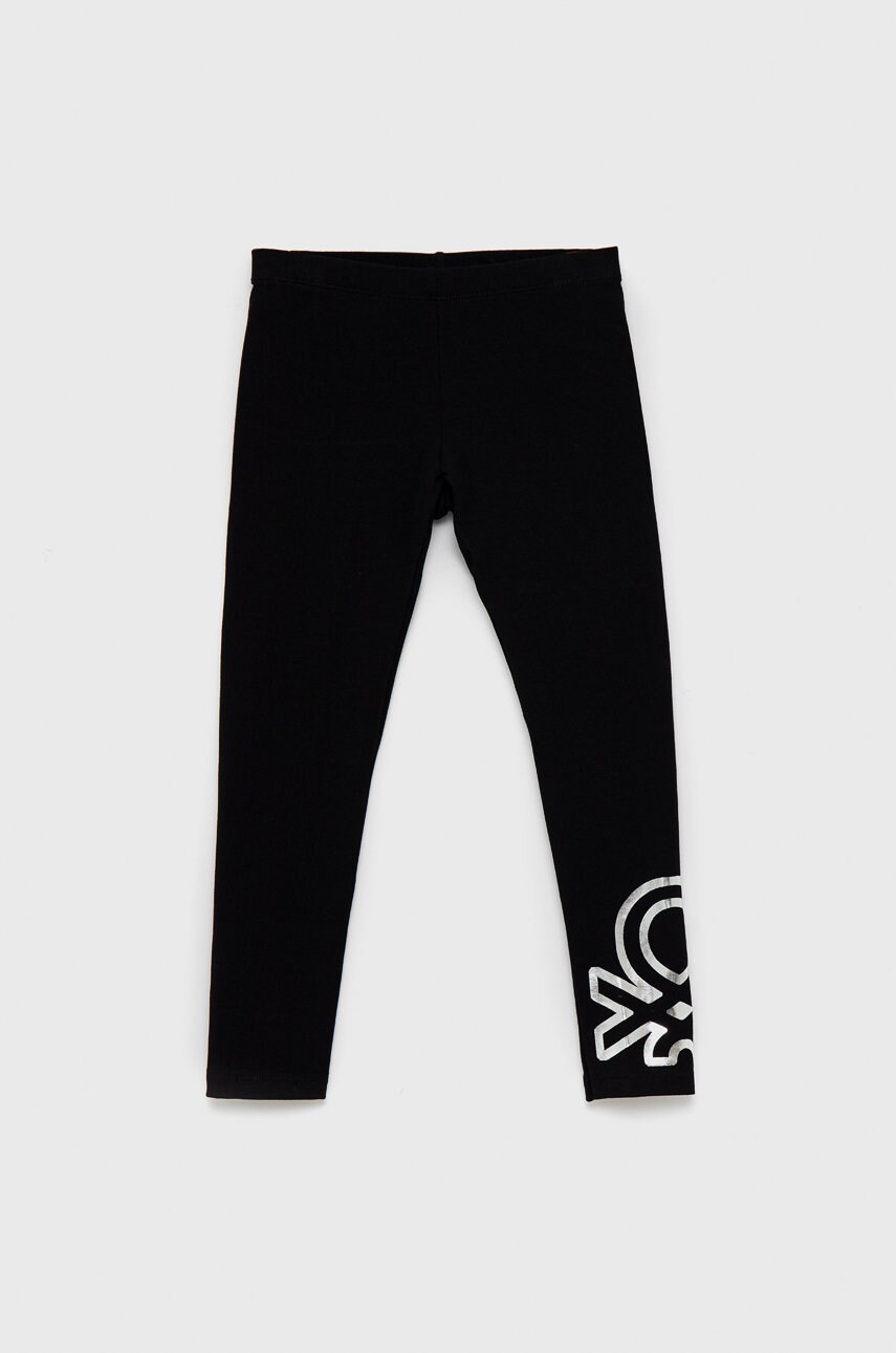 United colors of benetton leggins copii culoarea negru, cu imprimeu
