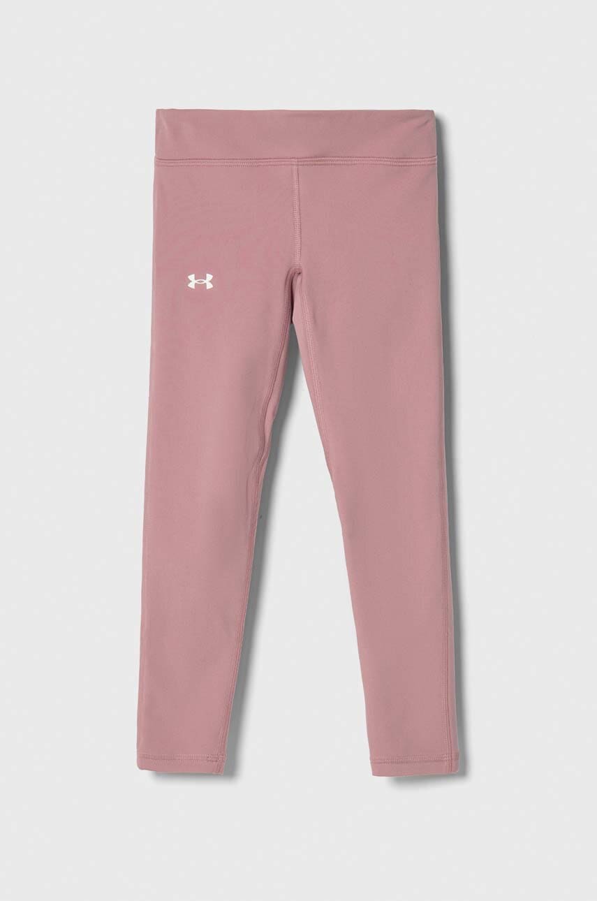 Levně Dětské legíny Under Armour růžová barva, hladké