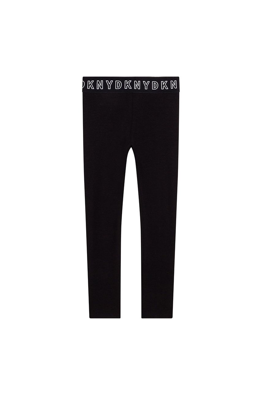 Dkny legginsy dziecięce kolor czarny gładkie