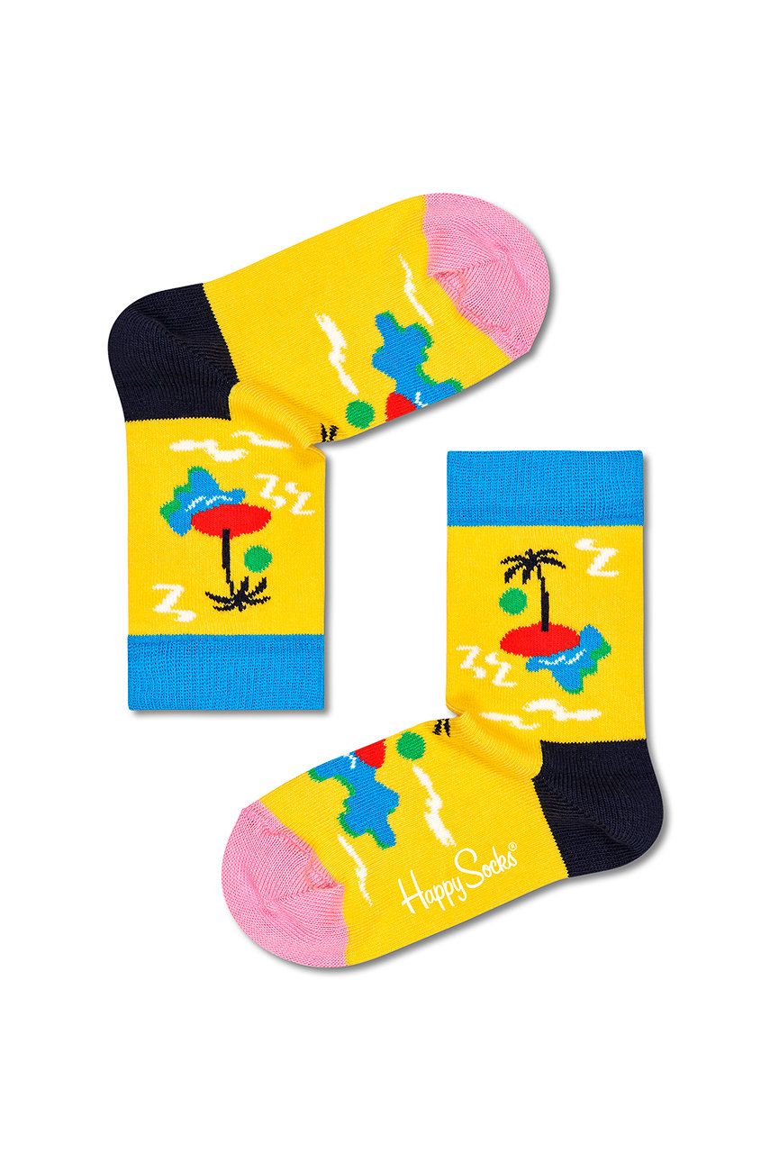 Happy Socks skarpetki dziecięce kids island in the sun (2-pack) kolor żółty