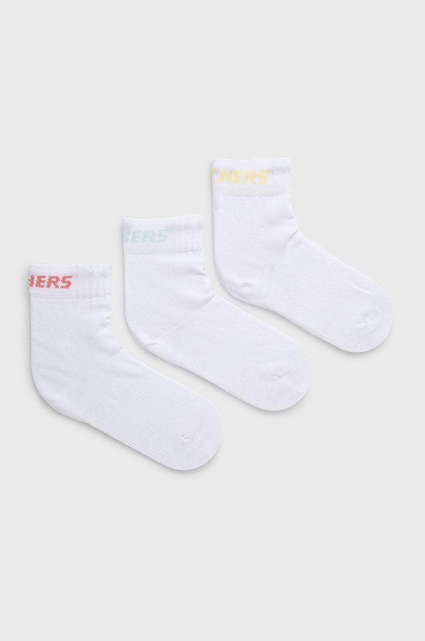Dětské ponožky Skechers 3-pack bílá barva