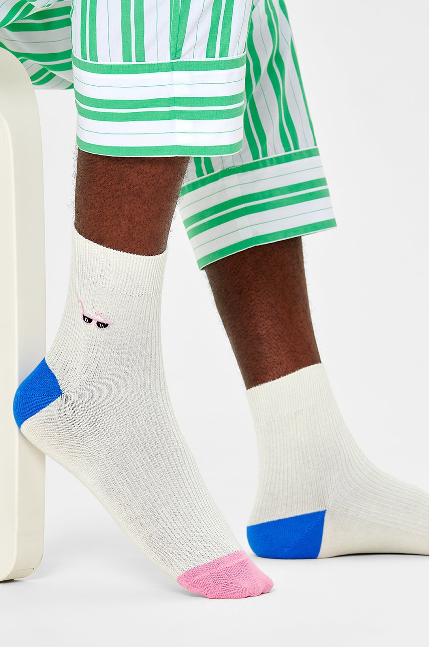 

Чорапи Happy Socks мъжки в бяло, Бял