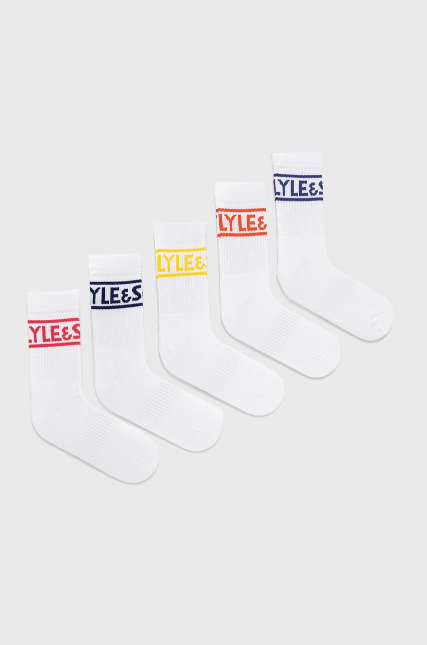 

Чорапи Lyle & Scott Ray (5-pack) в бяло, Бял