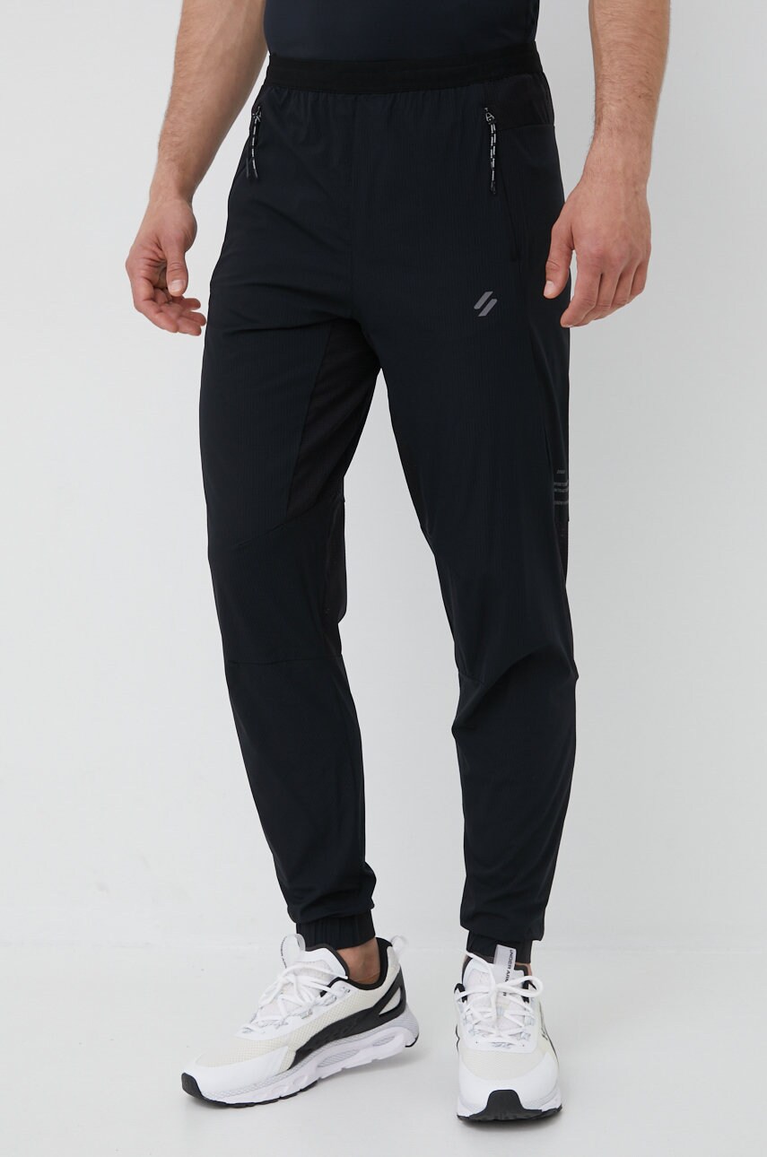 Superdry pantaloni de trening barbati, culoarea negru