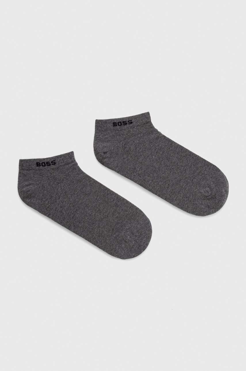 Levně Ponožky BOSS 2-pack pánské, šedá barva