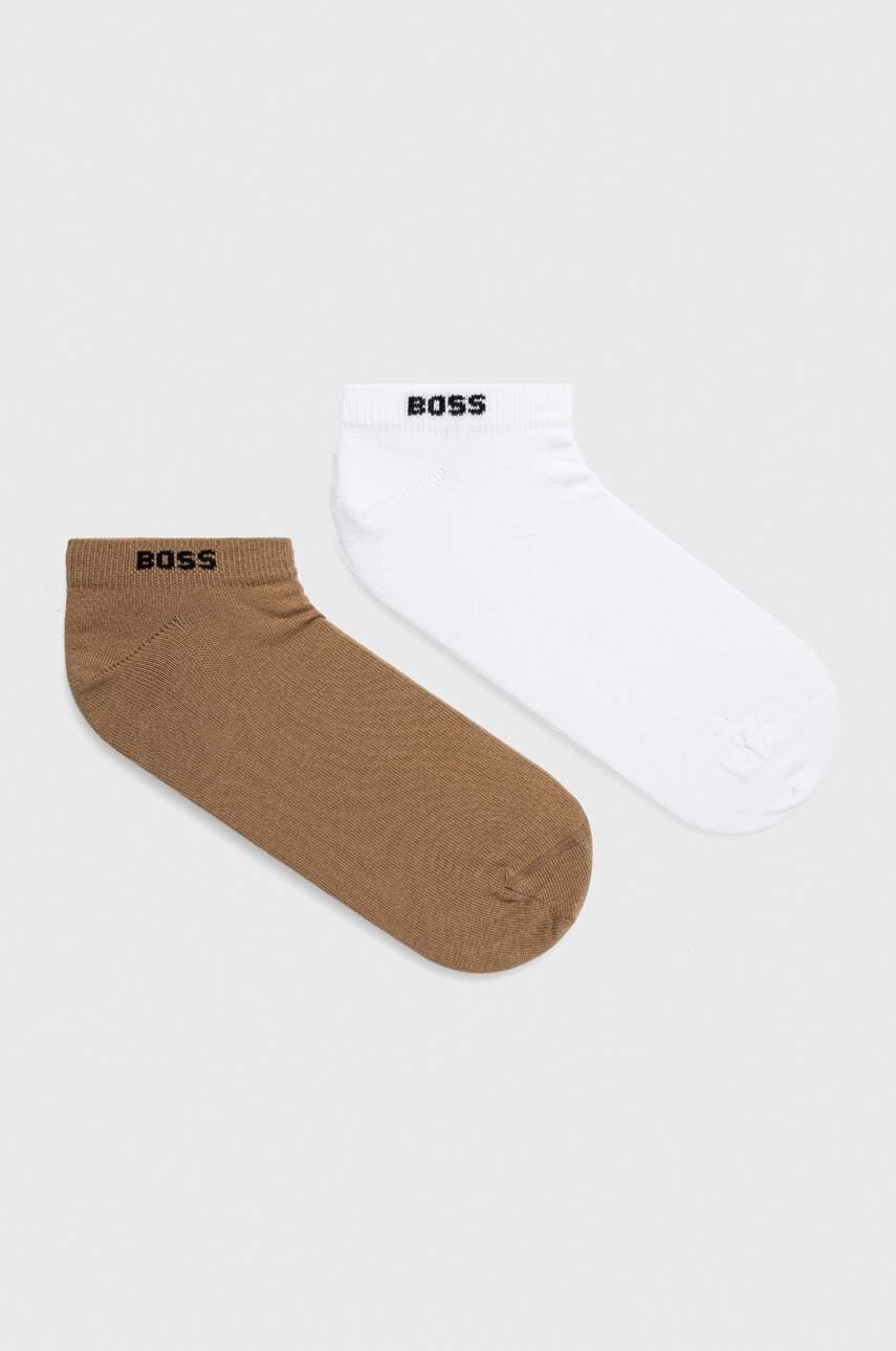 Levně Ponožky BOSS 2-pack pánské, béžová barva, 50467730