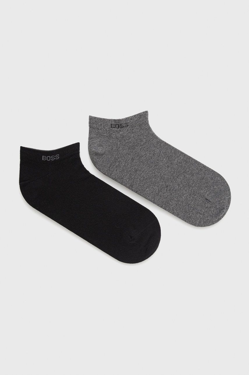 Levně Ponožky BOSS (2-pak) pánské, šedá barva
