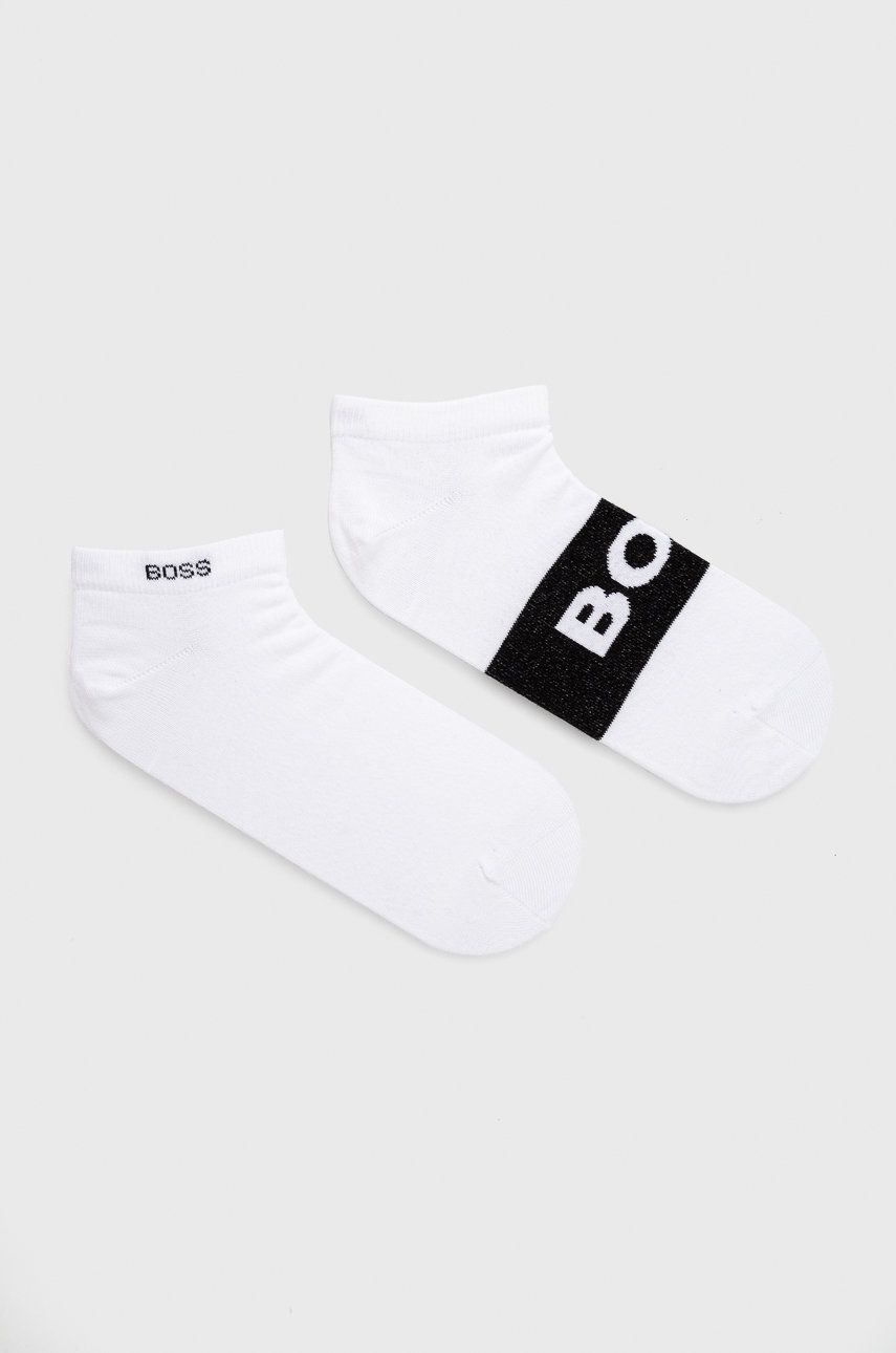 Levně Ponožky BOSS (2-pack) pánské, bílá barva, 50469720