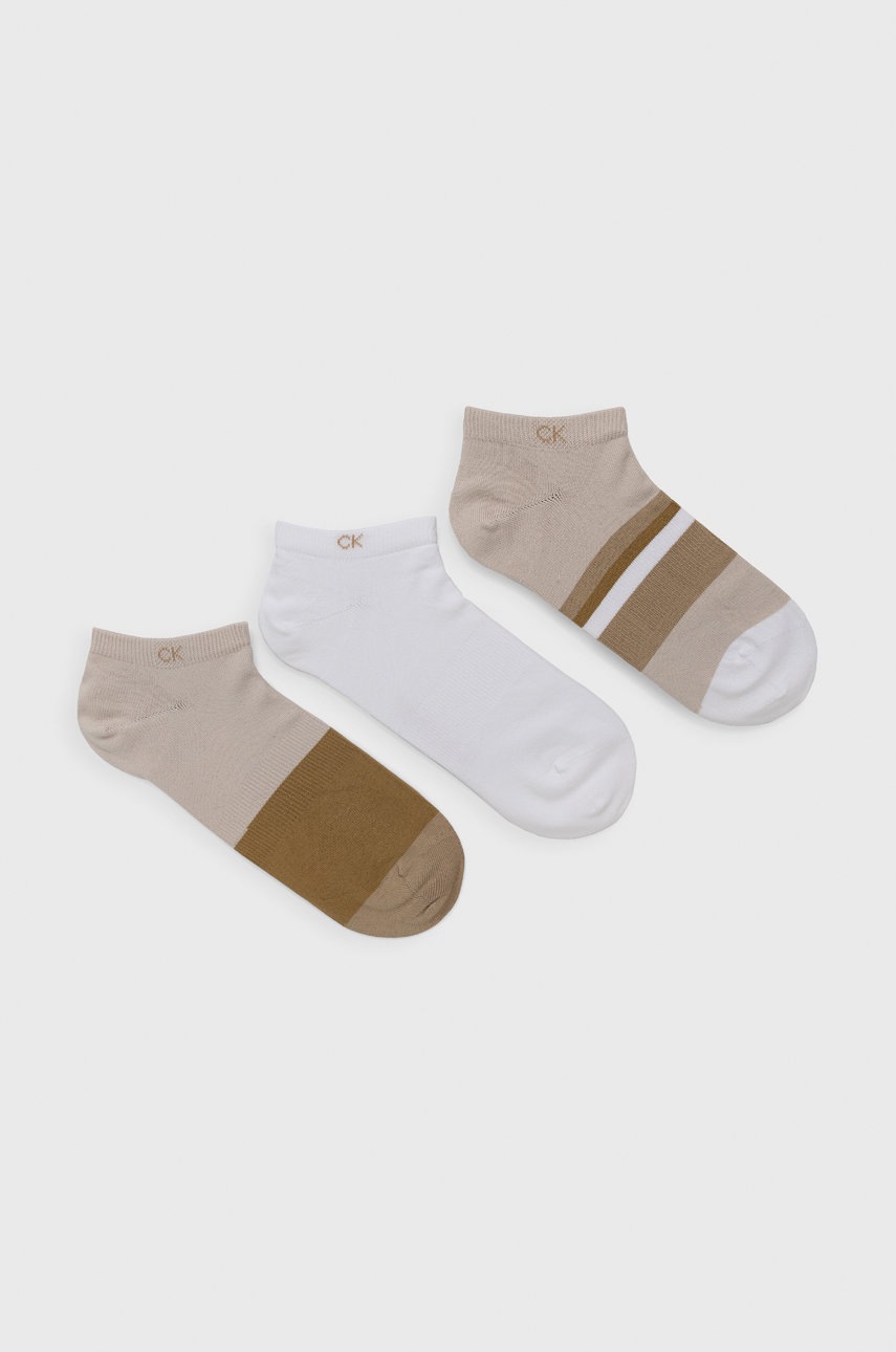 

Чорапи Calvin Klein (3 чифта) мъжки в бежово, Бежов