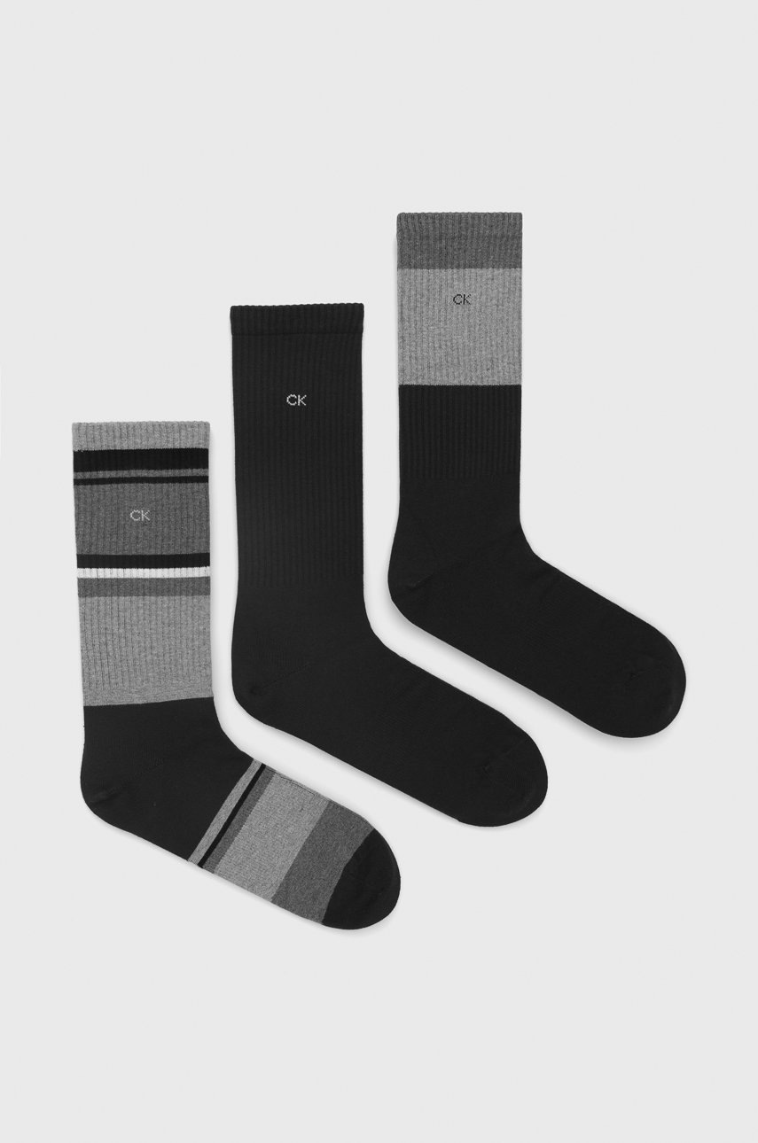 

Чорапи Calvin Klein (3 чифта) мъжки в черно, Черен