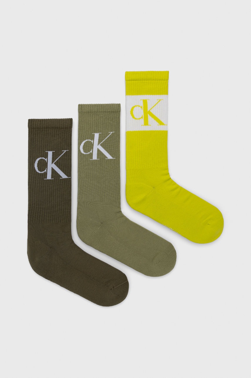 

Чорапи Calvin Klein (3 чифта) мъжки в зелено, Зелен