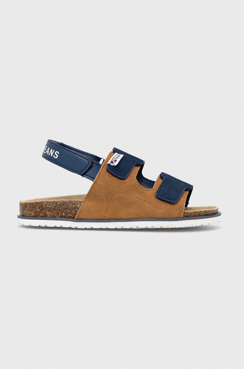 Pepe jeans sandale din piele intoarsa pentru copii culoarea albastru marin