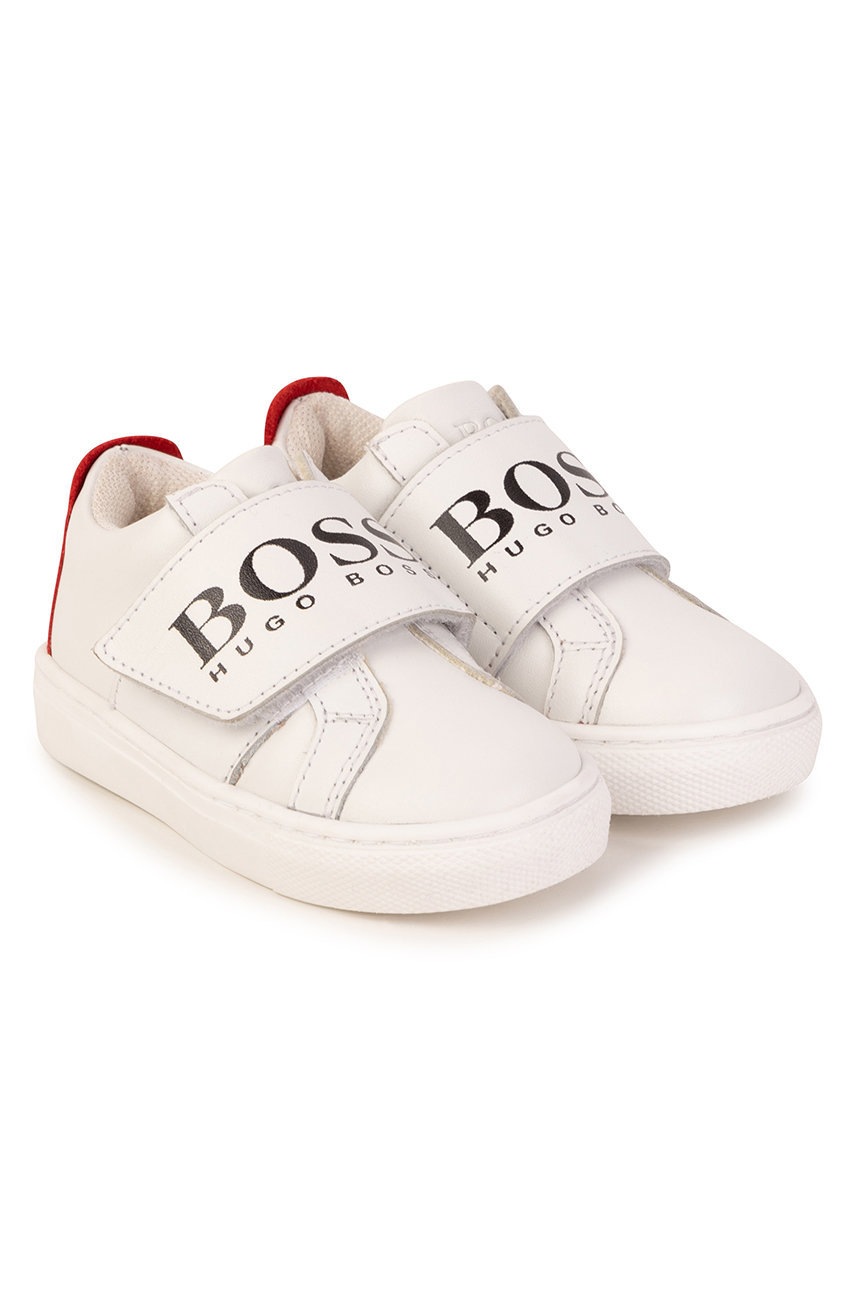 

Детски кожени обувки BOSS в бяло, Бял