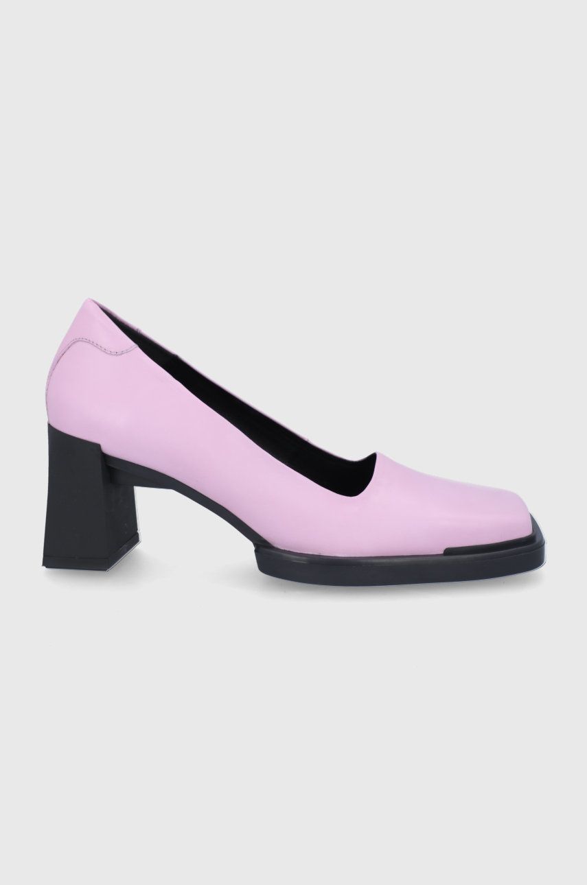 Vagabond pantofi de piele Edwina culoarea roz, cu toc drept answear imagine noua