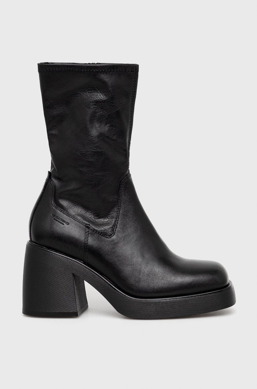 Nízké kozačky Vagabond Shoemakers Brooke dámské, černá barva, na podpatku - černá -  Svršek: Um