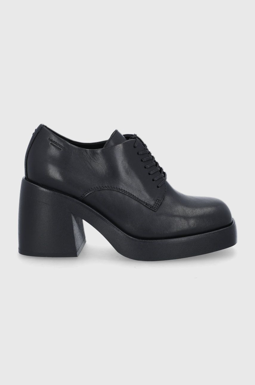 Vagabond pantofi de piele Brooke femei, culoarea negru, cu platforma ANSWEAR