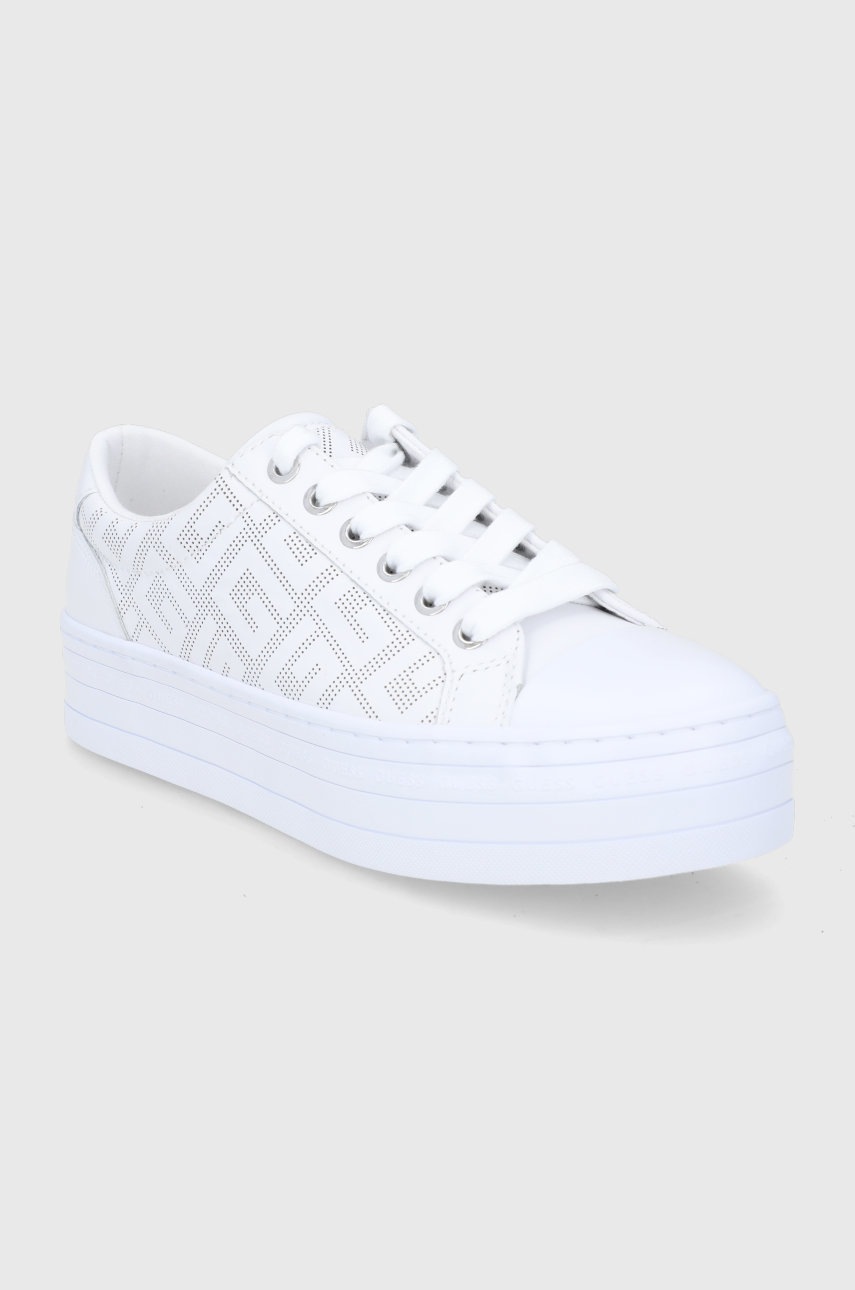 

Шкіряні черевики Guess колір білий на платформі
