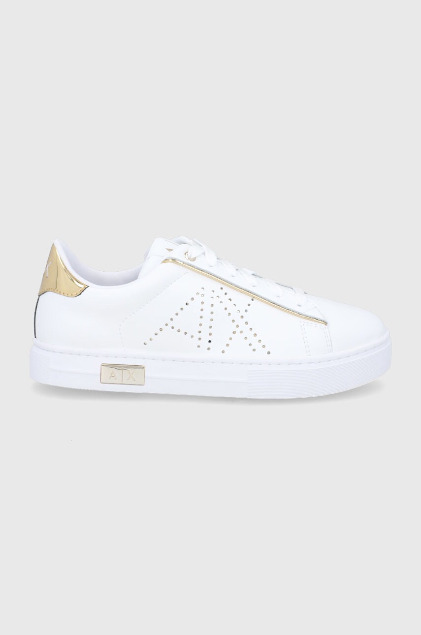 Armani exchange ghete de piele culoarea alb